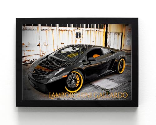 Foto enmarcada A5 de Lamborghini Gallardo: cuadro de coche superdeportivo enmarcado A5