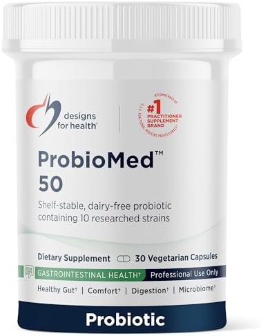 Designs for Health ProbioMed 50 – Probiotics for Digestive Health – 10 Strains with Lactobacillus acidophilus Probiotic + Lactobacillus rhamnosus – Gut Health + Immune Support Supplement (30 Caps)