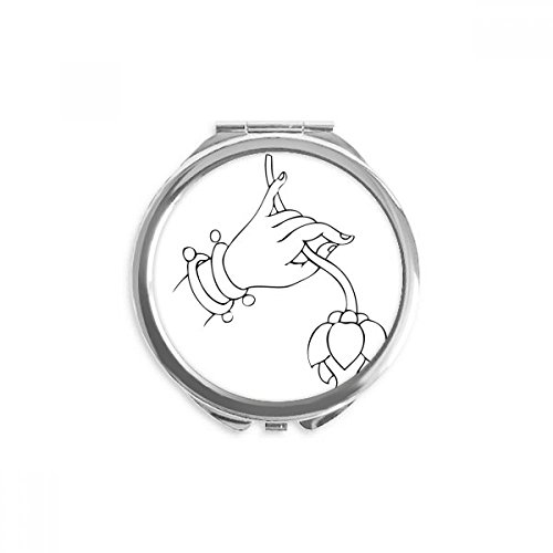 Miroir bouddhiste main fleur de poche portable miroir maquillage rond