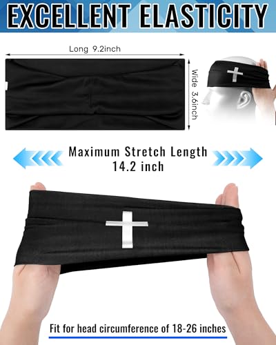 Image of Shihanee 6 Pcs Christian Headbands for Men | Jesus Cross Athletic Sweatbands, Moisture Wicking, Christian Workout Accessories, Football Baseball Running Sports Training