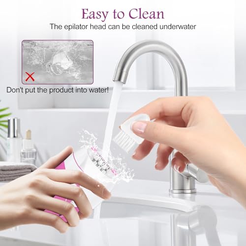 Image of Epilator for Women, Smooth Glide Facial Hair Remover with 2 Speed & LED Light, Rechargeable Cordless Electric Epilator for Face, Bikini, Underarms, Arms, and Legs, Painless & Portable