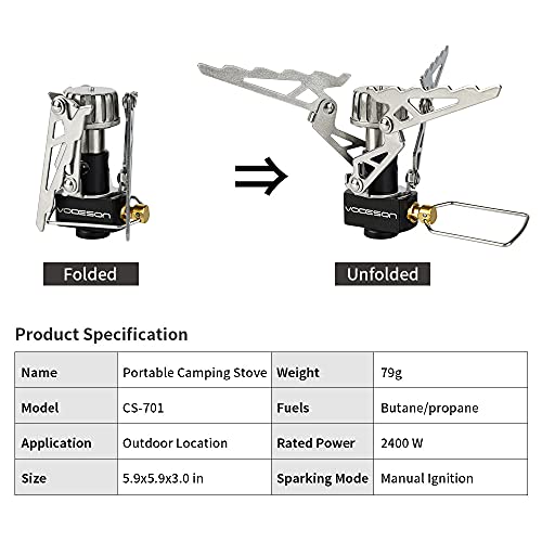 Portable Mini Camp Stove Backpacking Stove Support Wind-Resistance Lightweight Camping Stoves For Travel Stove Outdoor Camping Hiking Cooking Include Piezo Ignition Backpack Buckle #TOP4