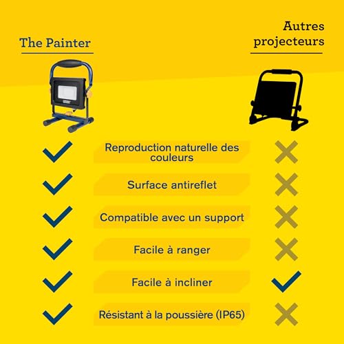 Projecteur LED angle réglable pour réussir vos travaux de peinture sans reflets
