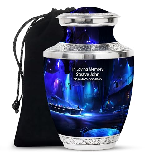 Image of Banquet Hall Funeral Urns For Human Ashes - Customized Urn Women - Cremation Urn For Ashes Dad - Burial Urn For Ashes Adult Male - Personalized Cremation Urns - 10 Inch Large With Velvet Bag
