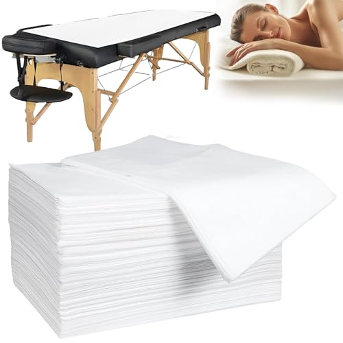 COCREAZY 100 PCS Sabanas Desechables Camilla Masaje, 80x100cm Sábanas Desechables No Tejidas, Transpirable TNT Toallas Desechables para Masajes Salón de Belleza Spa Tatuaje Camas de Hospital, Blanco