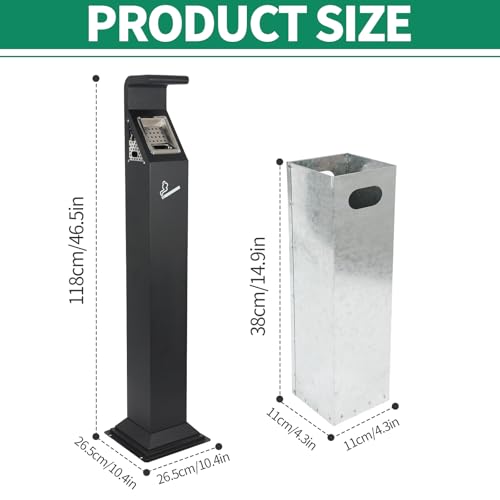Caneca de basura vertical exterior acero inoxidable 46.5" miniatura 2