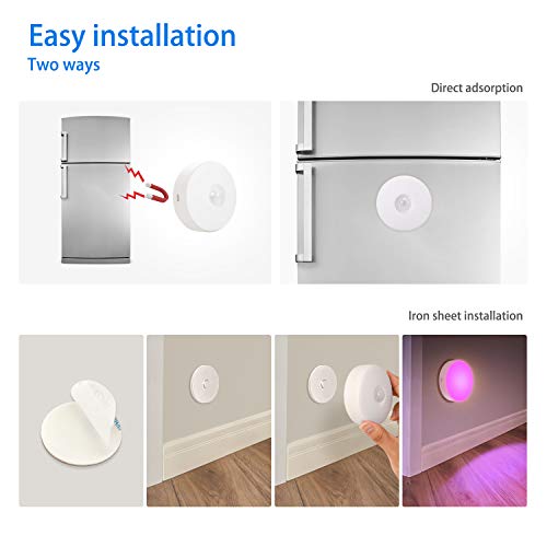 Singhong Motion Sensor Led Night Light, Kids Night Light, Usb Rechargeable, 8 Lighting Colors, 3 Working Modes, For Bedroom, Hallway, Cabinet, Closet, Stairs, Etc, Magnetic Stick Anywhere (2 Pack) #TOP3