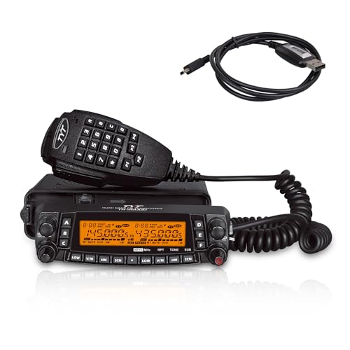 TH-9800D Quad Band 50W Mobile Ham Radio Transceiver, 10M 6M 2M 70CM Amateur Radios, Dual Display, Cross-Band Repeat, Detachable Faceplate with Programming Cable, Support Chirp