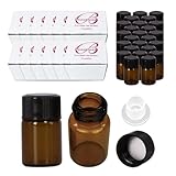 144 Packs Beauticom 2ML Amber Glass Vial for Essential Oils, Aromatherapy, Fragrance, Serums, Spritzes, with Orifice Reducer and Dropper Top