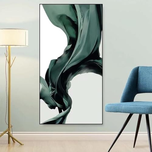 Soie verte fluide abstraite décoration murale de luxe pour sublimer votre intérieur