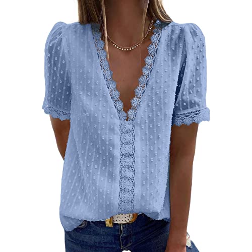 Coloody Blue V-Neck Short Sleeve Top Coloody Blue V-Neck Short Sleeve Top