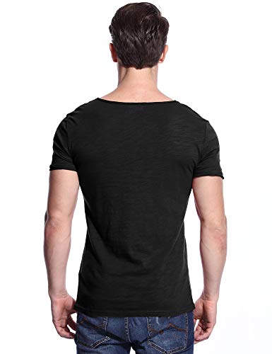 V Neck T Shirts Mens Scoop Neck Short Sleeve Slim Fit Basic Tee Casual Top2