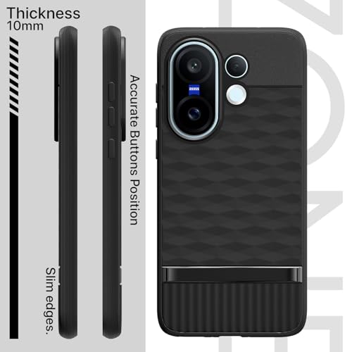 Image of Pikkme Back Cover for Vivo X200 Fe 5G Soft Grip 3D Hexa Cube Texture Silicone Bumper Case (Black)