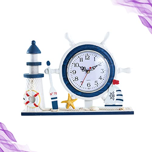 Fomiyes Ocean Style Ornaments Ship Anchor Desk Clock Nautical Lighthouse Desktop Clock Bedside Clock Beach Sea Theme Home Decor For Home Livingroom Bedroom Lighthouse Clock #TOP5