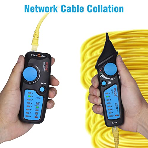 Bside FWT81 Wire Tracker RJ45 RJ11 Telephone Network Line Tester LAN TV Electric Line Finder Network Cable Collation Continuity Checker with Flashlight