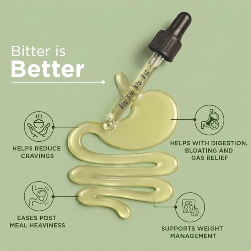 Image of Arth Bitter Drops Weight Management Supplement - 15 Days Pack | Reduces Cravings Naturally | Improves Digestion & Bloating | With 14 Herbal Bitters, Karela, Dry Ginger, Haldi | 50ML