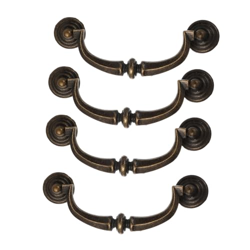 HANABASS 4個 ブロンズレトロ家具取っ手 錆びにくい製 引き出し キャビネット クローゼット用装飾プルハンドル 滑らかなデザインで簡単取り
