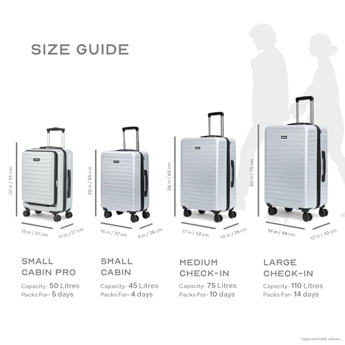 Image of Assembly Hard Shell Cabin Luggage Premium Polycarbonate Trolley Bag Lightweight Trolley Bag for Flight (Silver, Cabin 20 Inches)- StarkLite