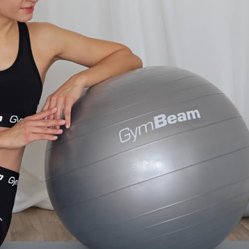 GymBeam Gymnastikball 85 cm - Inkl. Pumpe, verbessert Stabilität und Körperkontrolle, lindert Rückenschmerzen, geeignet für Kräftigungsübungen und Prävention von Rückenschmerzen, Sitzball (Grey)