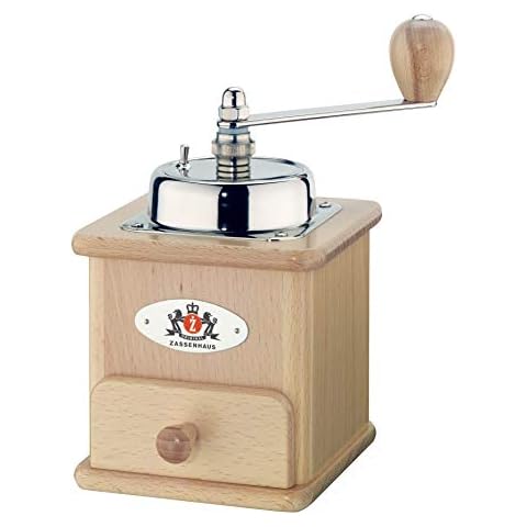 Zassenhaus Kaffeemühle Manuell BRASILIA | Buche natur | 12 x 12.5 x 20cm | zum Mahlen von Kaffeebohnen | stufenlos verstellbarer Mahlgrad | mit Original Zassenhaus Mahlwerk Cover