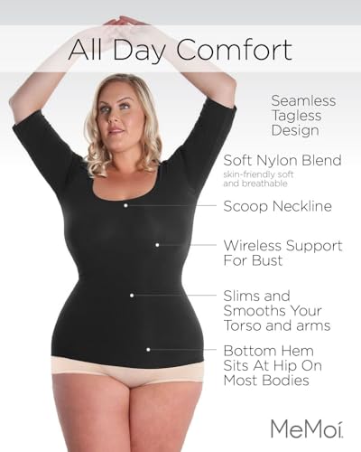 SlimMe Quarter Sleeve Compression Shapewear for Women, Tummy Control Shapewear Shirt, Comfortable Compression Tops for Women3