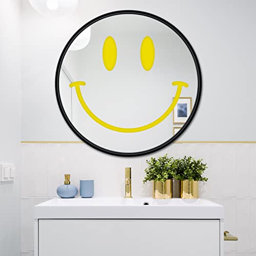 Bigkjybc Mirror Wall Decor 24 Inch Acrylic Round Mirror Large Smiley Face Mirrors For Wall Circle Mirror For Bathroom Preppy Room Vanity Living Room Entryway Bedroom Kitchen #TOP5