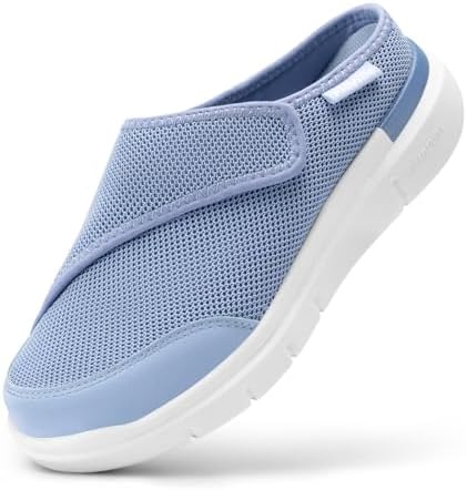 Diabetische Schoenen voor Dames Extra Brede met Klittenband, Verstelbare Schoenen voor Gezwollen Voeten, Antislip Orthopedische Artritis Oedeem pPntoffels(Size:39,Color:Donker grijs
