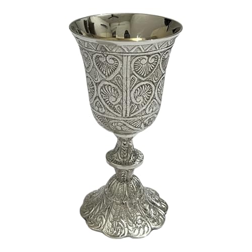 Morcomart Brass Wine Chalice Goblet Silver Plating Cup For Communion Medieval Inspired Harry Potter Chalice Goblet