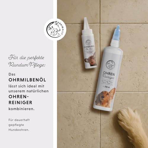 Ohrmilben Hund Akut hochwirksames Sofortmittel - Ohrmilbenöl gegen Juckreiz bei Ohrmilben und Grasmilben Hund - Ohrentropfen für Hunde mit Aloe Vera und Eukalyptusöl - Ohrentropfen Hund Entzündung