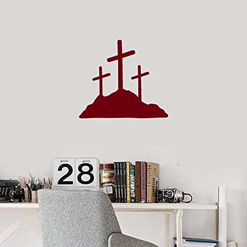 Image of Calvary Crosses Christian Jesus (Burgundy) (Set Of 2) Premium Waterproof Vinyl Decal Stickers For Laptop Phone Accessory Helmet Car Window Bumper Mug Tuber Cup Door Wall Decoration
