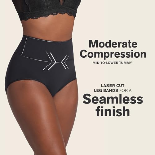Image of Leonisa High-Waisted Seamless Moderate Shaper Thong Panty High Waisted Underwear for Women with Tummy Control