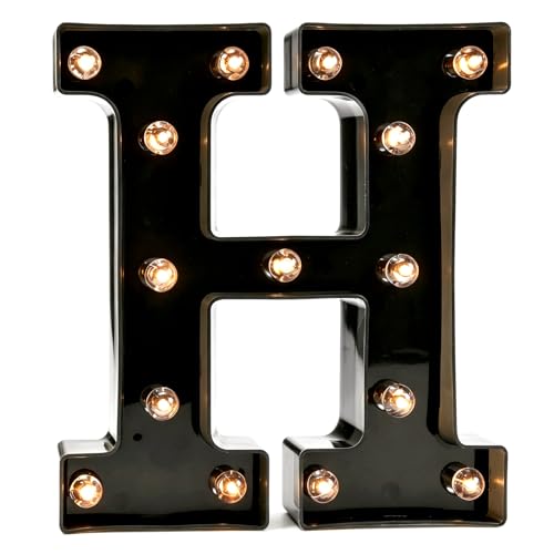 Image of Pooqla Black Light Up Letter H, Marquee Letters Black Room Decor | LED Lighted Letters Birthday Party Decorations, Gifts for Boys Men Christmas Anniversary Night Light Home Bar Room Decoration