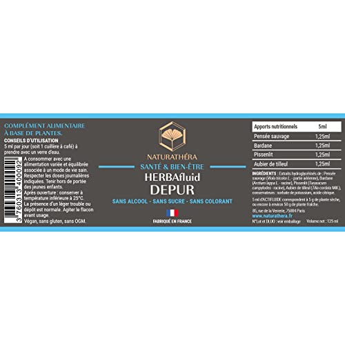NATURATHÉRA - Herbafluid Dépur - Dépuratif Foie et Reins - voedingssupplementen - fles 125 ml - Image 3