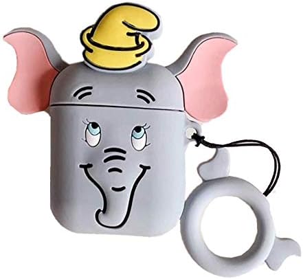 Airpods Case, Gtinna 3D Cute Cartoon Elephant Airpods Cover Soft Silicone Rechargeable Headphone Cases,Shockproof Protective Silicone Cover and Skin for Apple AirPods 1st/2nd Charging Case (Gray)