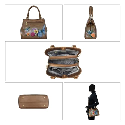Image of Anuschka Women's Leather Satchel - Hand-Painted Genuine Leather Handbag with Detachable Strap for Everyday Use - 690, Satchel