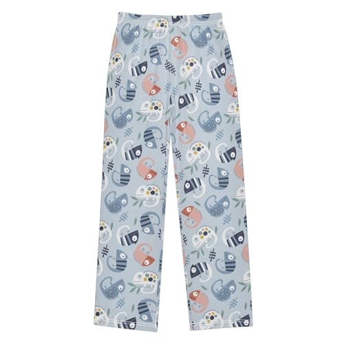 Jungle Chameleon Leaves Boys Long Pants Soft Trousers Elastic Waist Kids Lounge Bottoms with Pockets S-XL