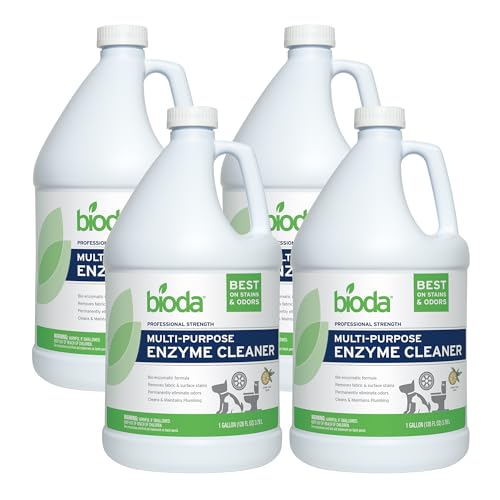 Image of Bioda Probiotic Enzyme Cleaner & Deodorizer, Professional Strength, 4 Pack | Enzyme Cleaner, Trash Can Deodorizer, Pet Stains and Odors, Drains, Floors, Bathrooms, Toilets, Made in USA, 1 Gal, 4 Pack