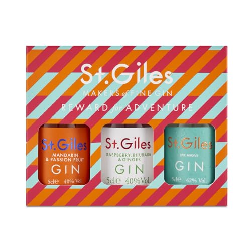 St Giles Trio Gin Gift Set | 41% ABV 15cl | Award-Winning Ultra-Premium | 3 Mini Bottle Double Measures | Enjoy in a Glass with Ice & Tonic | Distilled 5 Times