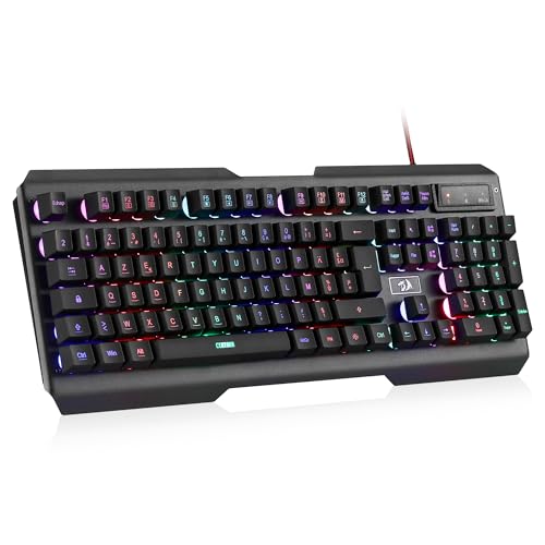Redragon K506 Clavier gaming filaire à membrane éclairage LED arc-en-ciel, résistant à la poussière, clavier USB silencieux, 19 touches anti-ghosting,...