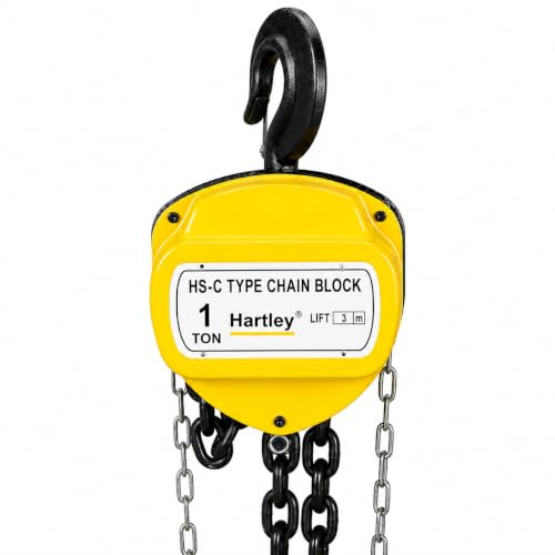Image of Hartley HS-C Type 1 Ton Chain Pulley Block, 3 Meter Lift, 6 mm Load Chain | Single Fall Manual Chain Hoist | Heavy Duty Alloy Steel Hooks | Material Handling Equipment | Ideal for warehouses, factories, construction sites, and maintenance. Perfect for machinery installation and moving cargo.