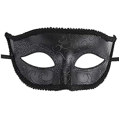 Mens Midnight Black Venetian Masquerade Carnival Ball Party Eye Mask Cover
