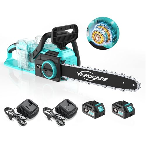 YARDCARE Motosega a Batteria 16 Pollici con Display LED, 2 Batterie YARDCARE 4Ah, Tensione Catena...