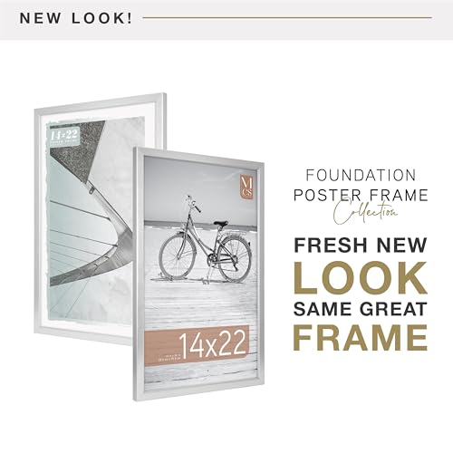 Image of MCS Foundation 14x22 Poster Frame Traditional Silver, Vertical & Horizontal Wall Hanging Large Picture Frame for Photos, Posters & Art Prints (1-Pack)