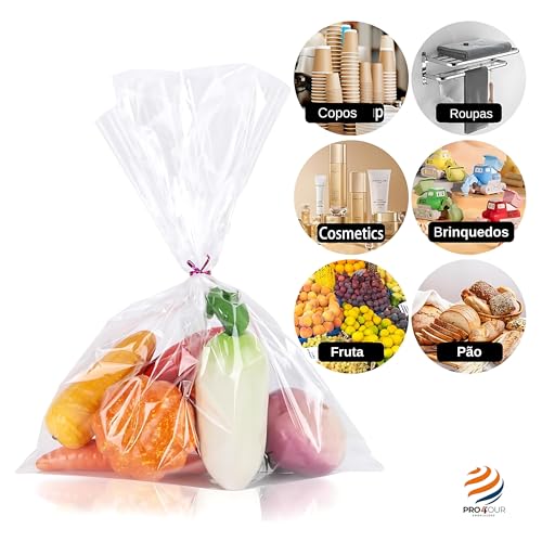 Saco Celofane Para Presente Transparente 30x45cm Kit 50 Unid