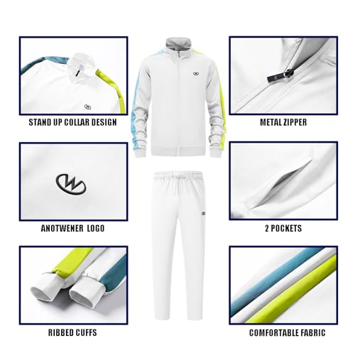 ANOTWENER Herren Trainingsanzüge Sets lässig lange Ärmel voller Reißverschluss Jacke und Jogginghose Jogginganzug Sport Outfits JW-7118-M