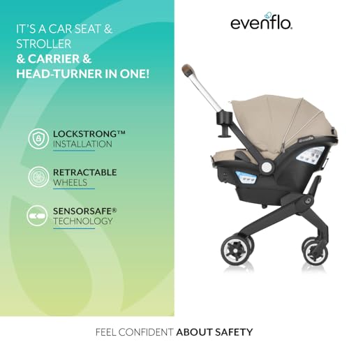 Evenflo Shyft DualRide Infant Car Seat Stroller Combo Topaz - Thumbnail 4