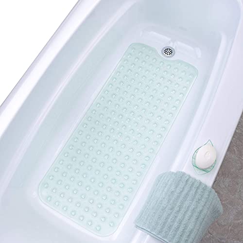 Slipx Solutions Power Grip Extra Long Bath Tub & Shower Mat 39X16, Wet Floor Non-Slip For Elderly & Kids Bathroom, 30% Longer Bathtub Mats, 200 Suction Cups, Drain Holes, Machine Wash, Green #TOP27