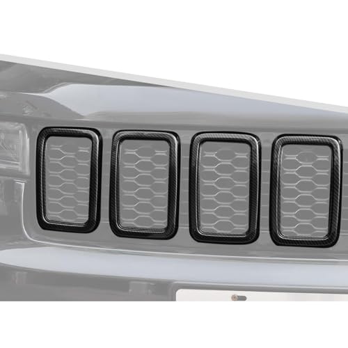 Image of Jimen Compatible with Jeep Grand Cherokee 2017-2020, 7PCS Front Grill Inserts Grille Cover Exterior Trim Accessories (Carbon Fiber)