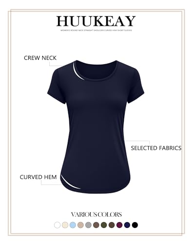 Huukeay 3 Pack Women's Short Sleeve Shirts Basic Cotton Summer Tunic Tops Knitted Round Neck Loose Fit Casual T Shirt2
