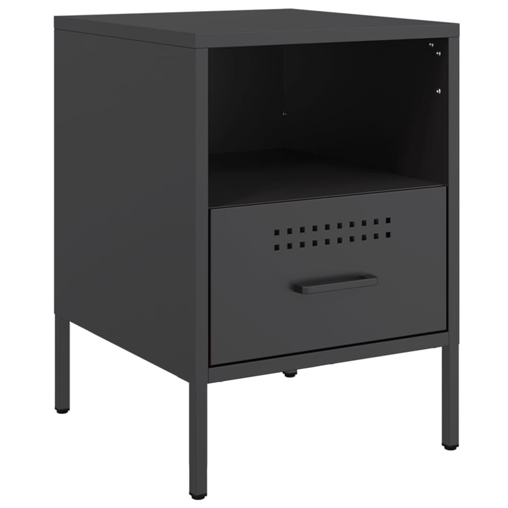 vidaXL Mesita de Noche Acero Negro 36x39x50,5 cm, Mesa Auxiliar, mesilla de Noche, Armario de Cama, Muebles de Dormitorio